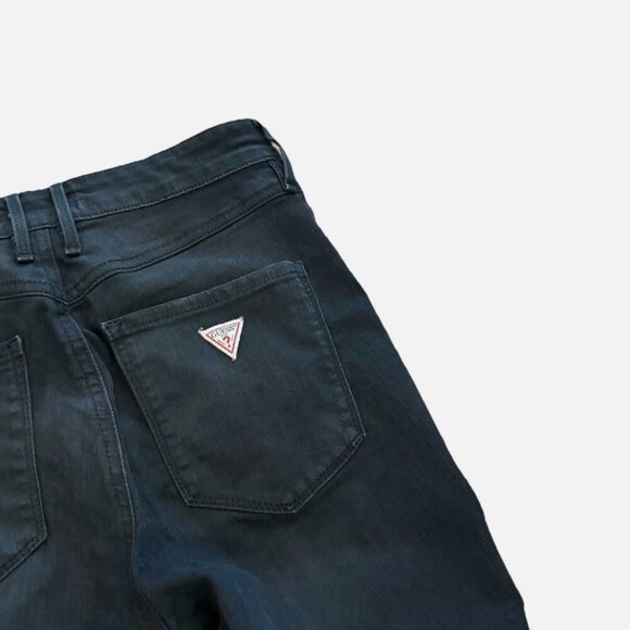 VINTAGE Guess 26" Triangle Logo Black Ripped Distressed Gothic 1981 Skinny Jeans - Picture 4 of 5